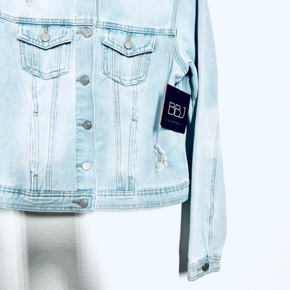 BBJ Boom Boom Jeans basic denim jacket light wash size small NWT - Picture 6 of 9